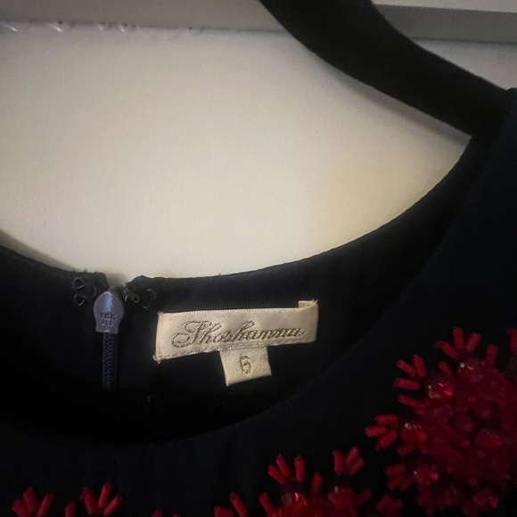 Navy Blue w Red Beadwork Shoshanna Dress - Picture 3 of 4